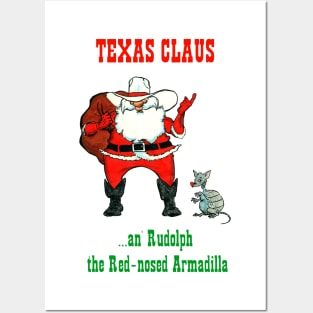 Texas Claus - color text Posters and Art